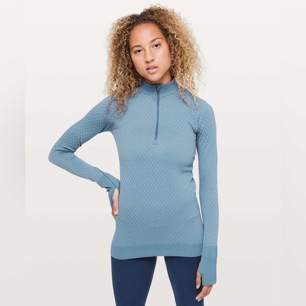 Lululemon Rest Less 1/2 Zip Slate Blue Size 4 Running Activewear